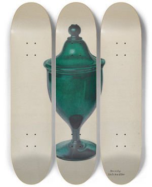 Triptych art skateboard deck of Beverly Chichester Covered Compote_1 by Beverly Chichester (20-)
