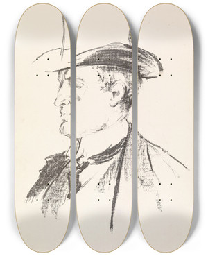 Triptych art skateboard deck of Henrik Lund Edvard Munch by Henrik Lund (1879-1935)