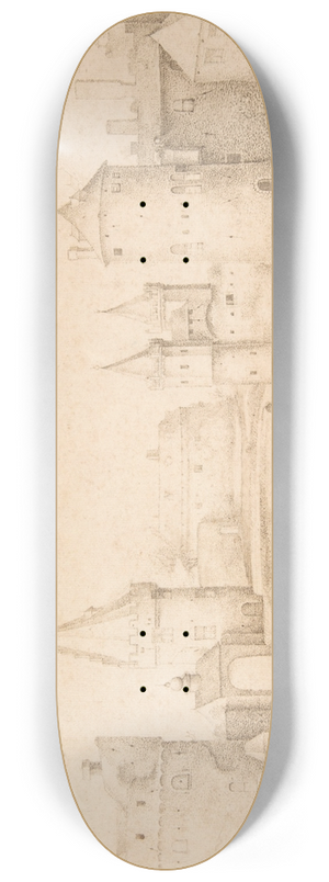 Jacob Savery the Elder - Walls, Towers, and Gates of Amsterdam 8.25 inch art skate deck