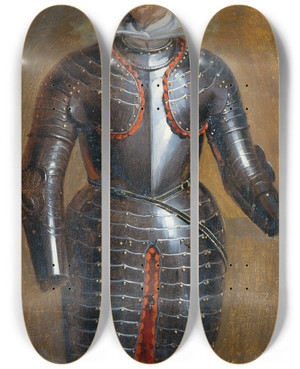 Triptych art skateboard deck of Johann Peter Krafft Dreiviertelharnisch by Johann Peter Krafft (1780-1856)