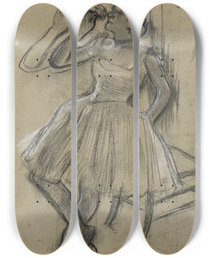 Triptych art skateboard deck of Edgar Degas Danseuse La Rose by Edgar Degas (1834-1917)