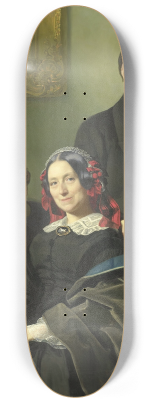 Jacob Spoel - Mevrouw A.J. Schmidt-Keiser, weduwe van de schilder Willem Hendrik Schmidt (1809-49), de leermeester van Jacob Spoel, met haar broer J.N. Keiser en haar tienjarig zoontj 8.25 inch art skate deck