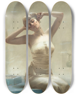 Triptych art skateboard deck of Theodoros Ralli Atthebath by Theodoros Ralli (1852-1909)