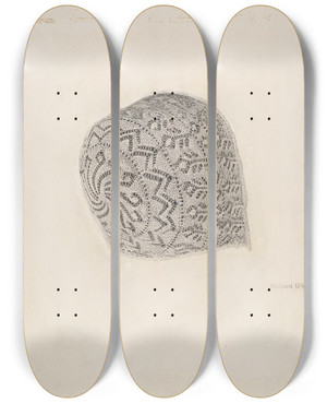 Triptych art skateboard deck of Richard Whitaker Babys Cap by Richard Whitaker
