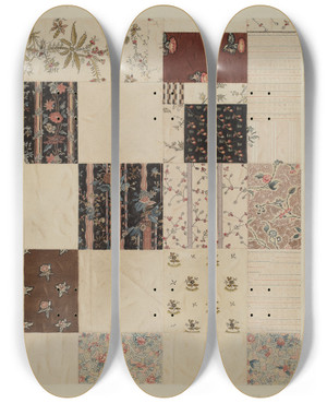 Triptych art skateboard deck of Elbert S Mowery Patchwork Quilt_3 by Elbert S Mowery