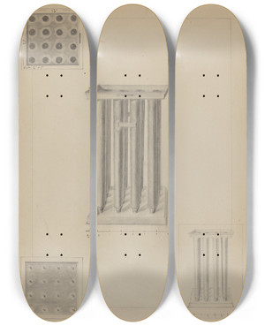 Triptych art skateboard deck of Edith Magnette Candle Mold by Edith Magnette (20-)