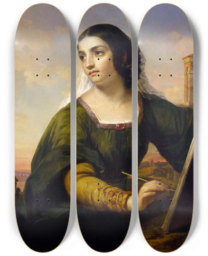 Triptych art skateboard deck of Daniel Huntington Italy by Daniel Huntington (1816-1906)