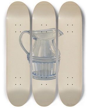 Triptych art skateboard deck of Charles Caseau Cream Pitcher by Charles Caseau (1880)