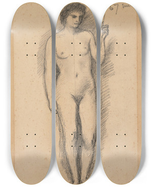 Triptych art skateboard deck of Pierre Puvis De Chavannes Carmen by Pierre Puvis De Chavannes (1824-1898)