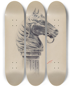 Triptych art skateboard deck of Charles Moss Hitching Post_2 by Charles Moss