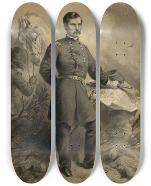 Triptych art skateboard deck of Felix Octavius Carr Darley George Brinton Mcclellan by Felix Octavius Carr Darley (1822-1888)