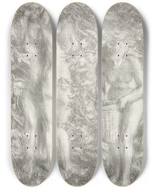 Triptych art skateboard deck of Charles Haslewood Shannon Summer by Charles Haslewood Shannon (1863-1937)