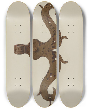 Triptych art skateboard deck of Nicholas Amantea Hinge Butt by Nicholas Amantea (1900-1978)