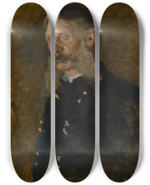 Triptych art skateboard deck of Thomas Eakins Edward Burd Grubb Jr by Thomas Eakins (1844-1916)