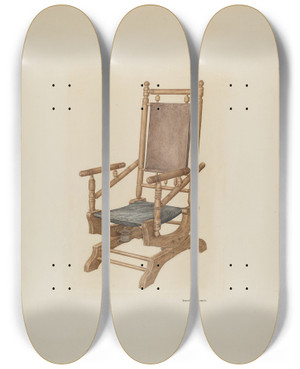 Triptych art skateboard deck of Ursula Lauderdale Platform Rocker by Ursula Lauderdale