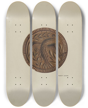 Triptych art skateboard deck of Albert Levone Pa German Butter Mold_2 by Albert Levone (20-)