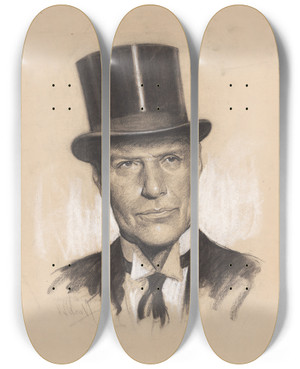 Triptych art skateboard deck of Samuel Johnson Woolf William Phillips by Samuel Johnson Woolf (1880-1948)