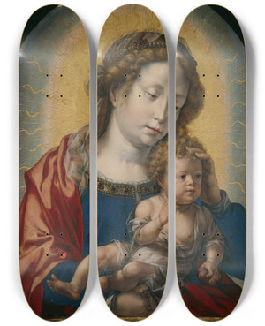 Triptych art skateboard deck of Jan Gossaert Virgin And Child by Jan Gossaert (1478-1532)