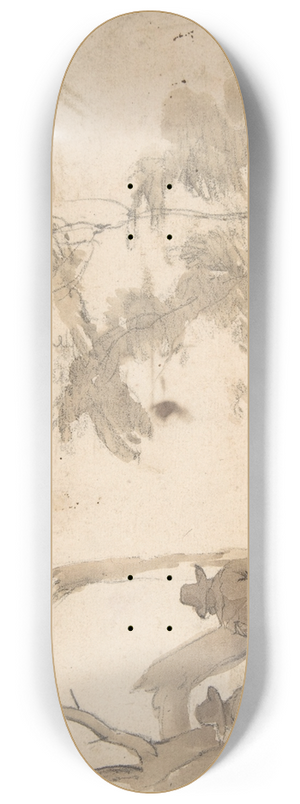 Jacob van der Does - Landscape with Sheep and Two Figures 8.25 inch art skate deck