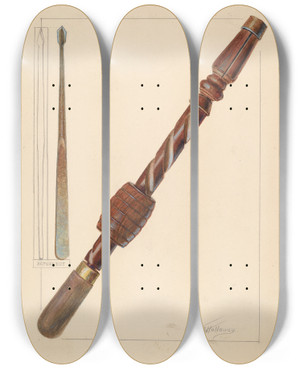 Triptych art skateboard deck of Thomas Holloway Hand Tool by Thomas Holloway