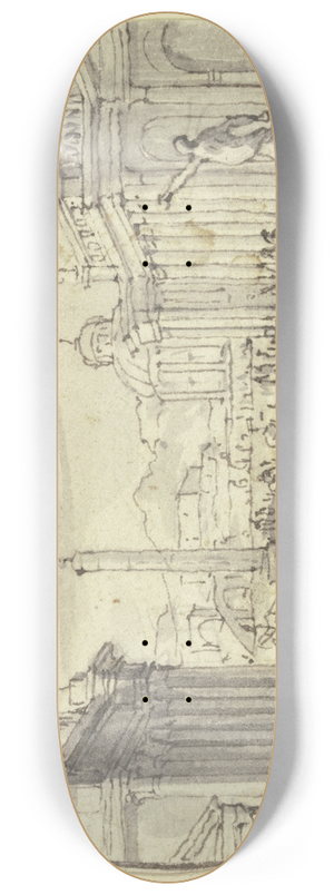 Jacob van der Ulft - Groer Platz mit Prachtgebuden und einem Obelisken 8.25 inch art skate deck
