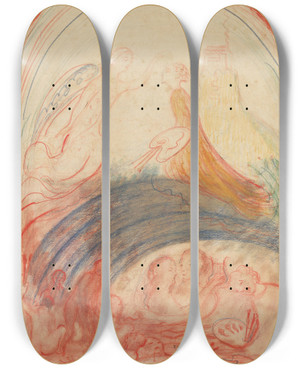 Triptych art skateboard deck of James Ensor Ensor En Zijn Muze by James Ensor (1860-1949)