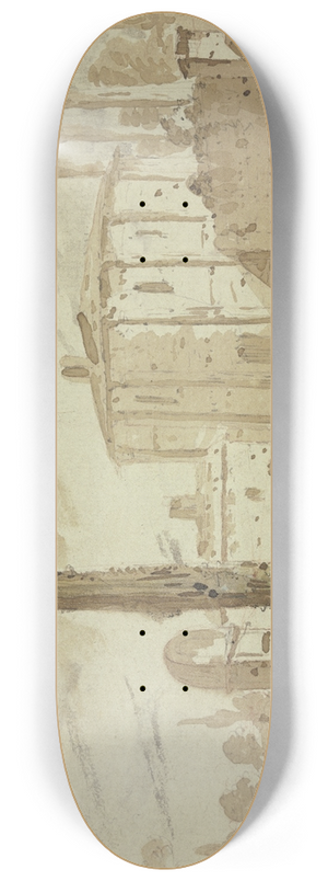 Jacob van der Ulft - Von Ruinen umstandener Platz mit einer frei stehenden Sule, die Rotunde dem Tempel des Hercules Victor auf dem Forum Boarium in Rom nachempfunden 8.25 inch art skate deck