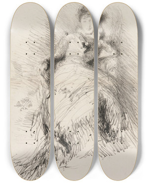 Triptych art skateboard deck of James Abbott Mcneill Whistler Study_5 by James Abbott Mcneill Whistler (1834-1903)