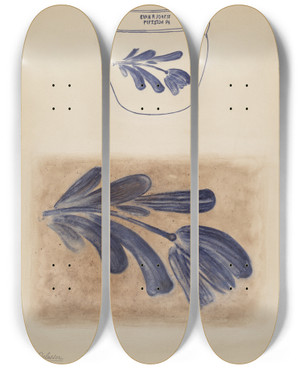 Triptych art skateboard deck of Yolande Delasser Crock_21 by Yolande Delasser (1935)