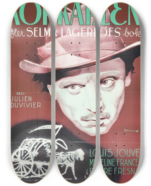 Triptych art skateboard deck of Eric Rohman The Phantom Wagon by Eric Rohman (1891-1949)