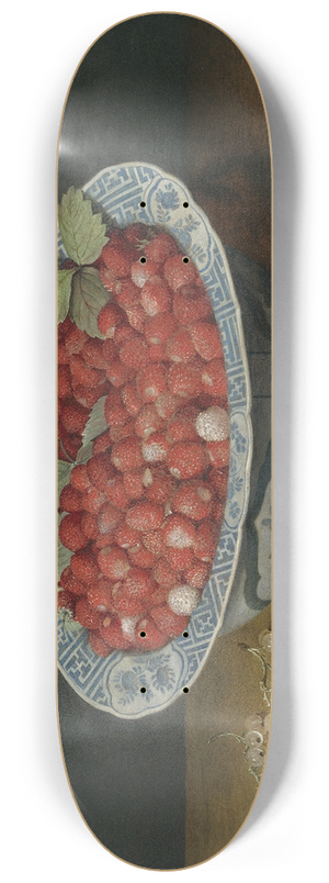 Jacob van Hulsdonck - Wild Strawberries and a Carnation in a Wan-Li Bowl 8.25 inch art skate deck