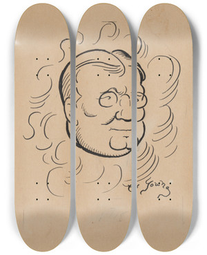 Triptych art skateboard deck of Arthur Henry Young Finley Peter Dunne by Arthur Henry Young