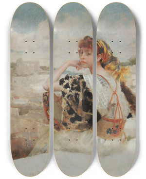 Triptych art skateboard deck of Aim Morot Gitane by Aime Morot (1850-1913)