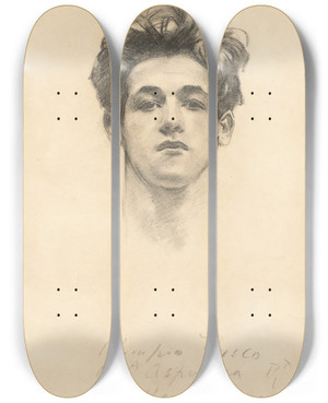 Triptych art skateboard deck of John Singer Sargent Olimpio Fusco by John Singer Sargent (1856-1925)