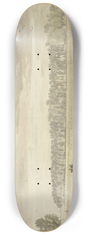 Jacob van Liender - Landschaft, im Hintergrunde ein langes Wldchen, vorne Felder mit einigen Fruchtgarben 8.25 inch art skate deck