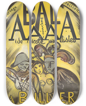 Triptych art skateboard deck of Emile Othon Friesz Bal Aaaa by Emile Othon Friesz (1879-1949)
