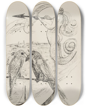 Triptych art skateboard deck of Max Beckmann Weathervane by Max Beckmann (1884-1950)