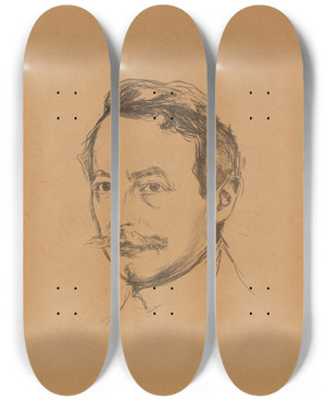 Triptych art skateboard deck of Edvard Munch Dr Max Linde by Edvard Munch (1863-1944)