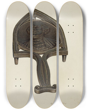 Triptych art skateboard deck of Edward Bashaw Trivet_2 by Edward Bashaw