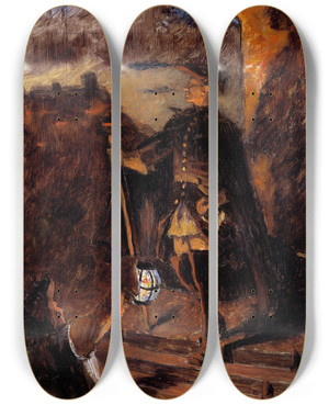 Triptych art skateboard deck of Gustaf Cederstrm 30Th November by Gustaf Cederstrom (1845-1933)