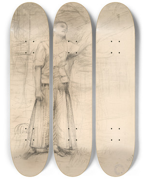 Triptych art skateboard deck of Jules Bastienlepage Study For Joan Of Arc_1 by Jules Bastien-Lepage (1848-1884)