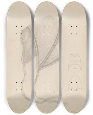 Triptych art skateboard deck of Percival Jenner Night Cap by Percival Jenner