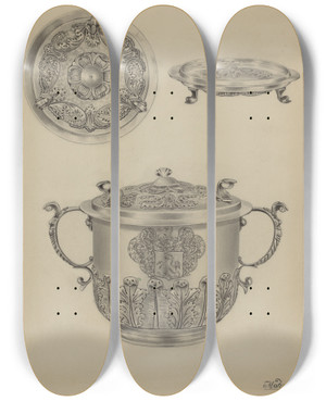 Triptych art skateboard deck of Michael Fenga Silver Caudle Cup by Michael Fenga (20-)