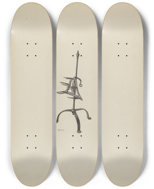 Triptych art skateboard deck of Roy Weber Trivet_1 by Roy Weber