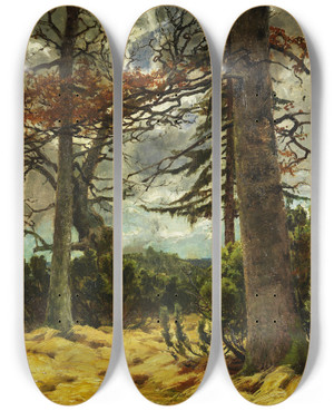 Triptych art skateboard deck of Franz Marc Eichenstmme Im Vorfrhling by Franz Marc (1880-1916)