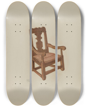 Triptych art skateboard deck of Frances Lichten Pa German Chair_1 by Frances Lichten (1889-1961)