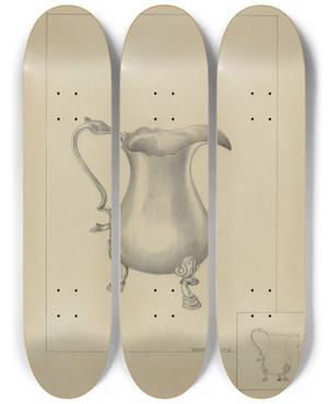 Triptych art skateboard deck of Hester Duany Silver Creamer_1 by Hester Duany (1891-1964)