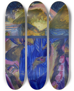 Triptych art skateboard deck of Ernst Ludwig Kirchner Knave With Sweeties by Ernst Ludwig Kirchner (1880-1938)