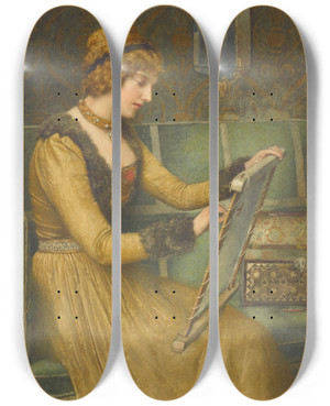 Triptych art skateboard deck of James Dromgole Linton Leisure Hours by James Dromgole Linton