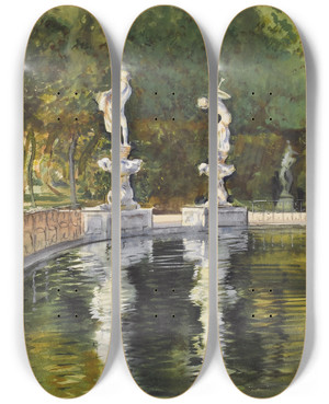 Triptych art skateboard deck of William Rothenstein Boboli Gardens Florence by William Rothenstein (1872-1945)